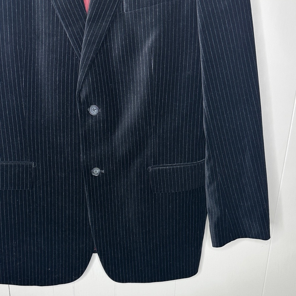 Express Vintage Black Velvet Pinstripe Blazer Size 44R - Picture 4 of 10